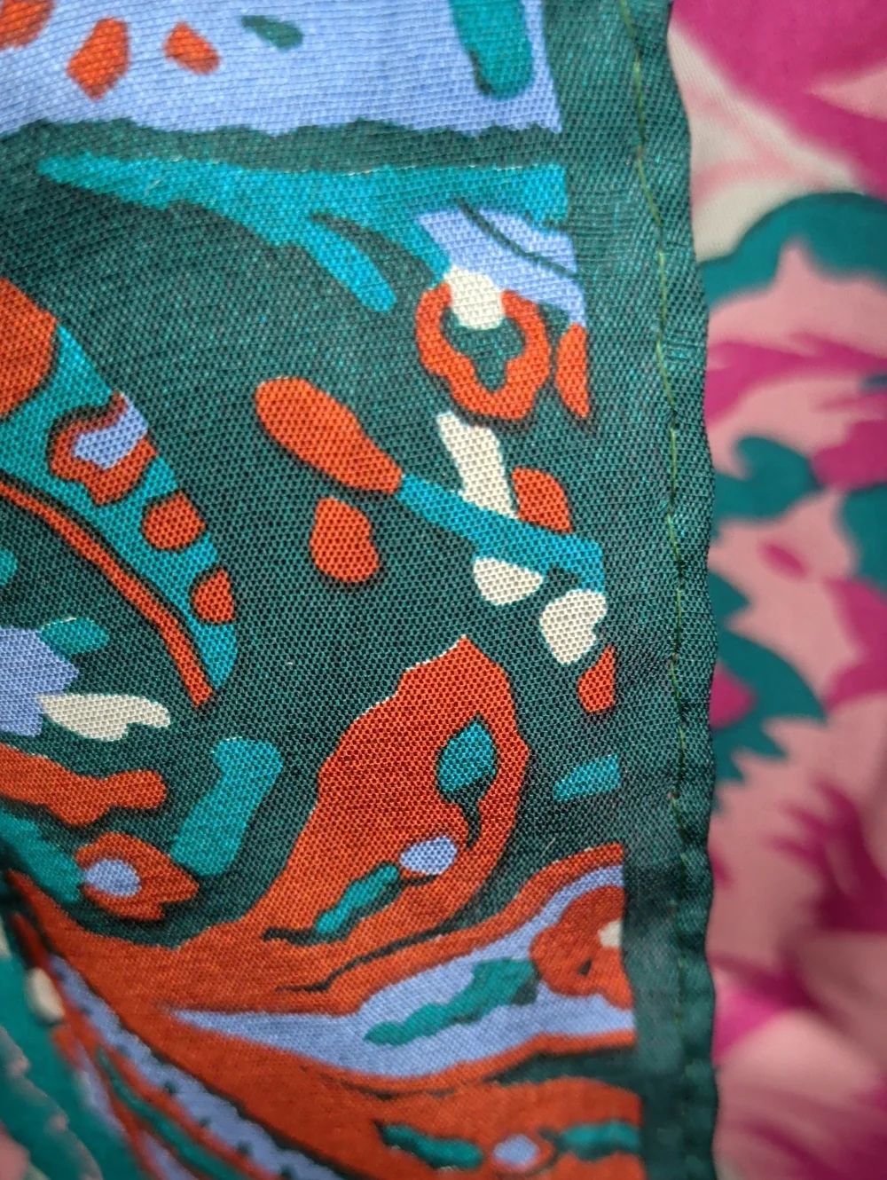 Vintage 80s Silk Honey Scarf Pink & Teal Floral Elegant Rectangle 53